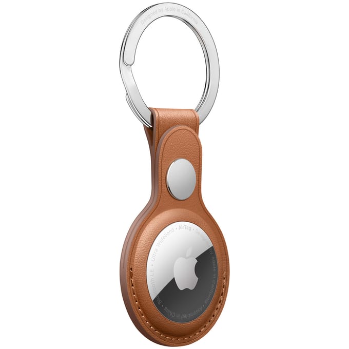 Leather Key Ring voor de Apple AirTag - Saddle Brown