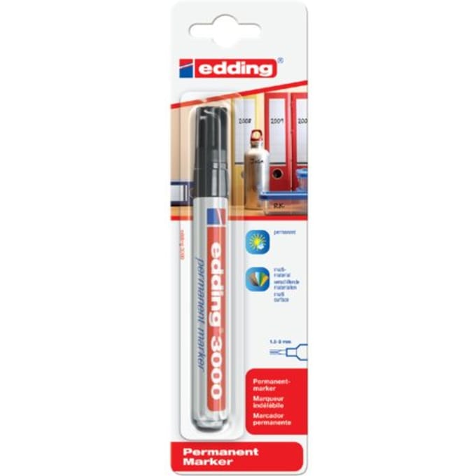 Viltstift edding 3000 rond 1.5-3mm zwart blister à 1 stuk
