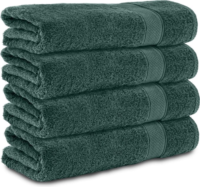Komfortec Handdoekenset 4x Handdoek 50x100 cm - 100% Katoen - Dunkelgrun