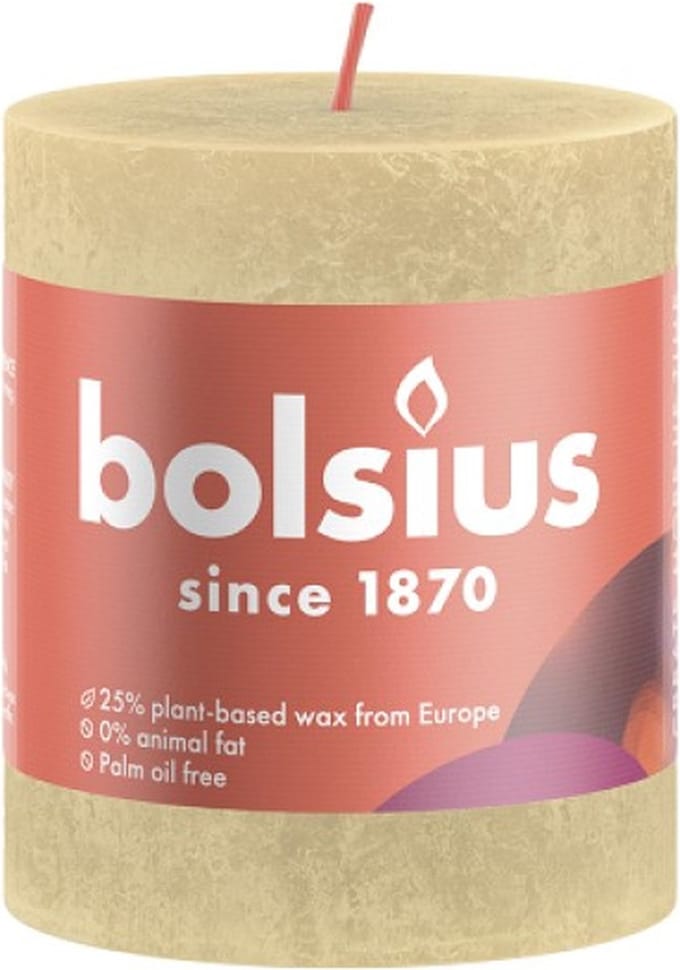 4 stuks Bolsius beige rustiek stompkaars 80/68 (35 uur) Oat Beige