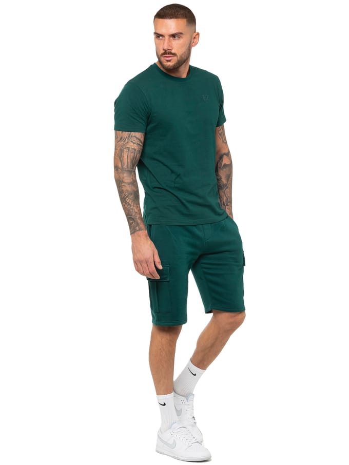 Enzo | Heren T-shirt Trainingspak Met Korte Broek Set - Groen