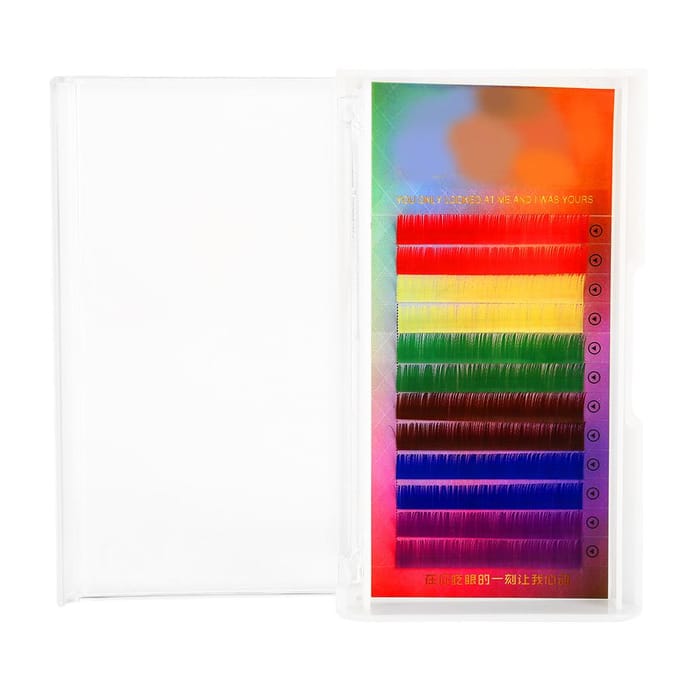 Regenboog Kleurrijke Nep Wimper Extensions Kleurverloop Nep Oogwimpers Individueel 10mm white