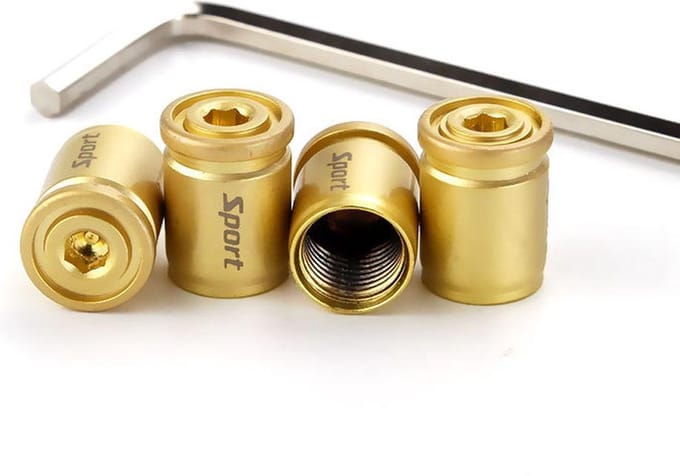 Ventieldoppen Sport - Anti-theft - Gold antidiefstal - 4 stuks - Mat Goud