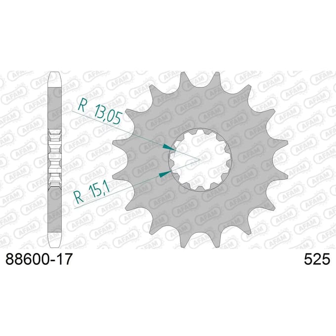 Stalen motortandwiel voor Afam 525 17 dents