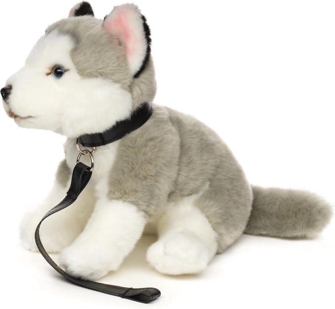 Zachte Husky Knuffel Hond Zittend Grijs 24 cm Pluche Dier