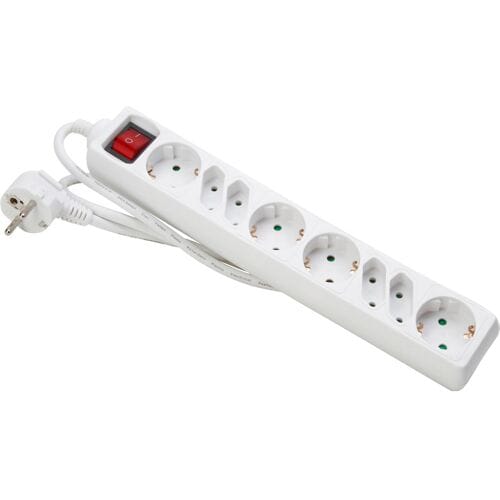 Kopp 129502003 Stekkerdoos met schakelaar 8-voudig Arctisch-wit Randaarde stekker 1 stuk(s)