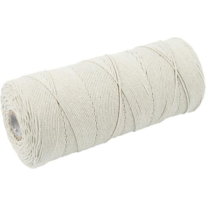 Creativ Company Macramé Koord Lengte 315 m Dikte 1 mm Thin quality 12/12 licht Naturel 220 g/ 1 Bal
