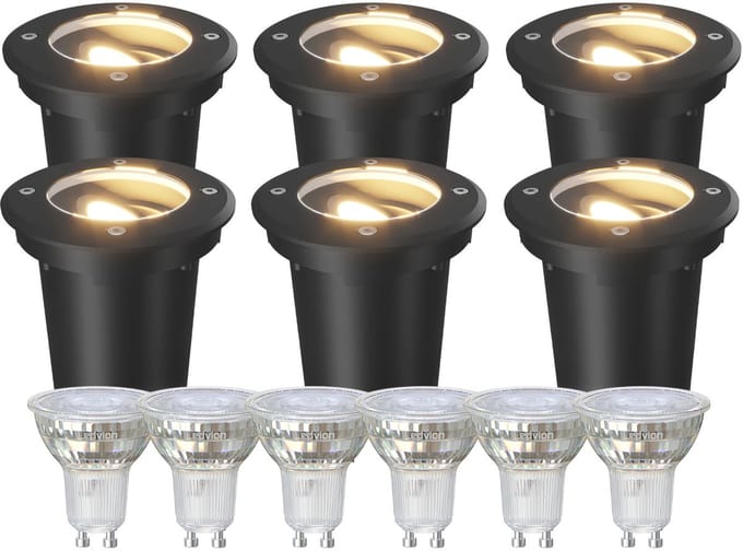 Ledvion Set van 6 LED Grondspot Buiten IP67 3W 230V 345Lm 2700K GU10 wit