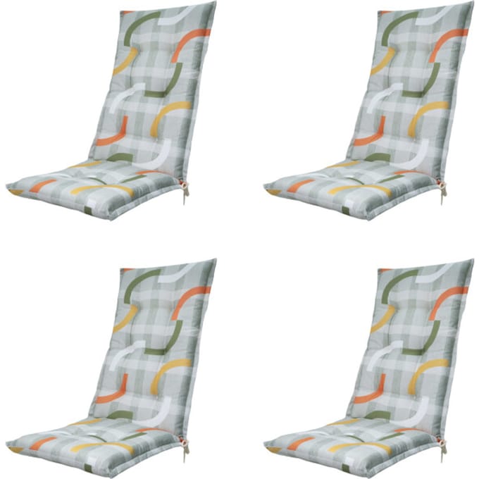 Madison - Tuinstoelkussen Hoge Rug Tess orange - Ca. 123x50 cm - Set van 4