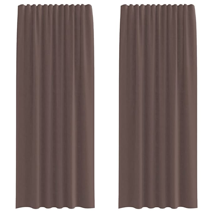 vidaXL - Gordijnen - voile - met - roedezakken - 2 - st - bruin