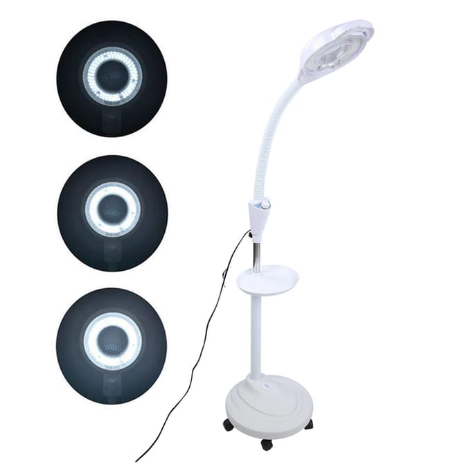 LED Koud Licht Hoogte Verstelbaar 8x Vergrootglas Standaard Lamp Tattoo Schoonheidslicht Salon Gebruik US Plug white