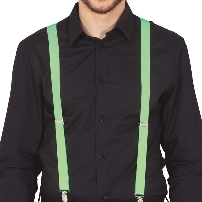 Fiestas Guirca Carnaval verkleed bretels - neon groen - volwassenen - verkleed accessoires