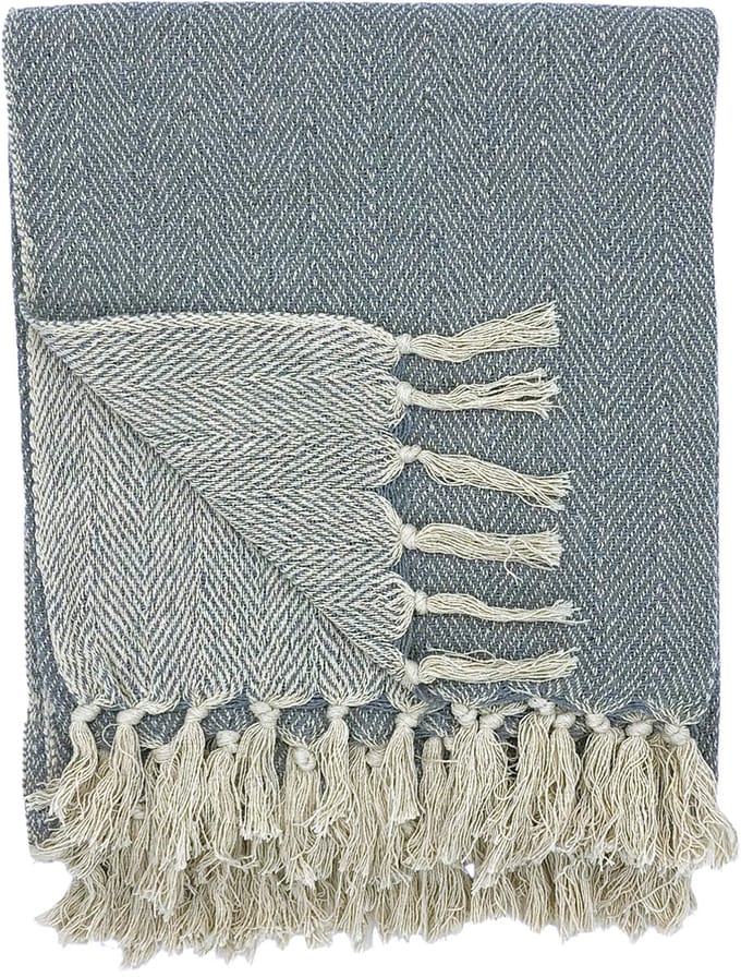 Lavandoux - Geweven Plaid - Woven Throw - Katoen - 125 x 150cm - Grijs