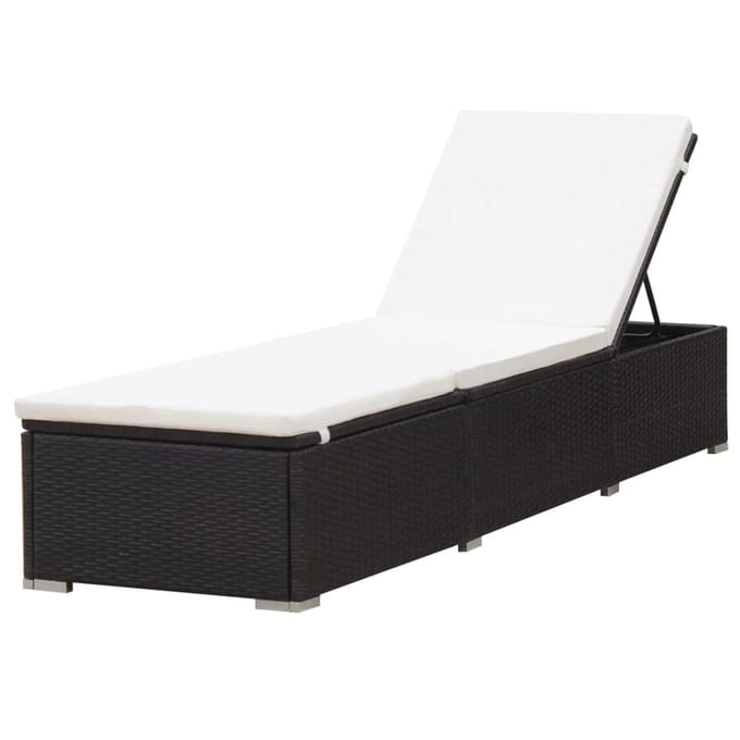 vidaXL - Ligbed - met - kussen - poly - rattan - bruin