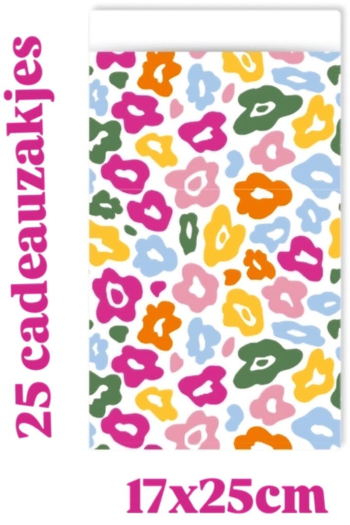 25x Cadeauzakje -Leopard color - 17x25cm