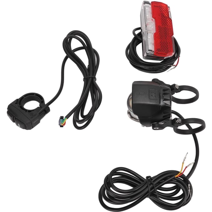 24V 36V 48V Elektrische Fiets Voor- en Achterlicht Set Koplamp en Achterlicht met Claxon Kit black