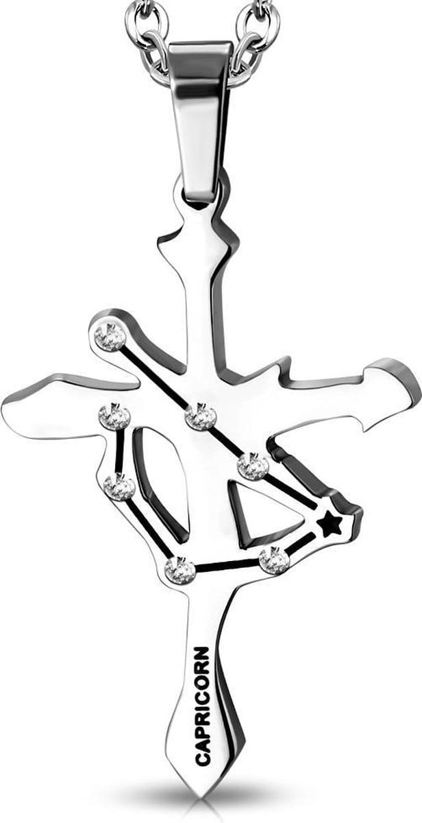 Amanto Ketting Steenbok - 316L Staal - Horoscoop - 30x20mm - 50cm