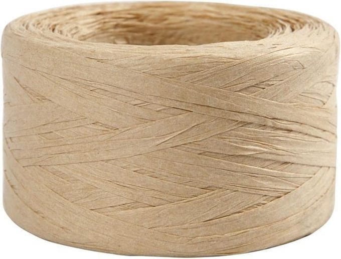 Papier Raffia Garen, B: 7-8 mm, zandkleur, 100 m/ 1 rol