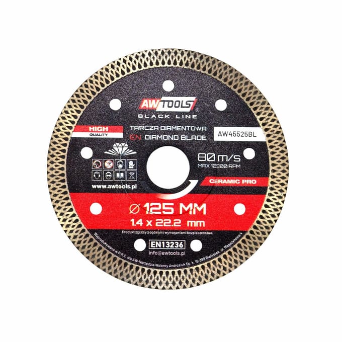 Awtools - Professionele Diamantschijf - 125mm - Voor Droog Gebruik - Volledig Porselein Gres