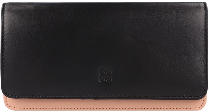 DuDu Canarie Portemonnee RFID-bescherming Leder 17.5 cm - Dames - Horizontaal - black-lavander