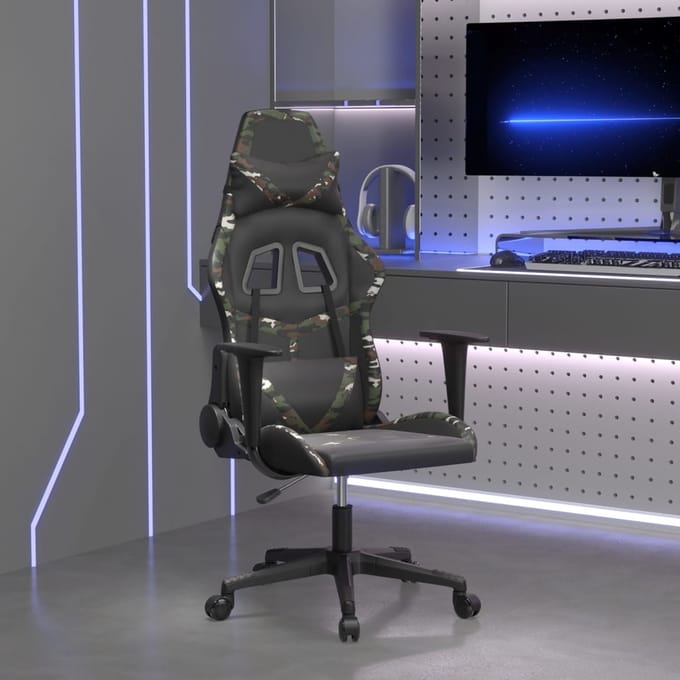 vidaXL - Gamestoel - kunstleer - zwart - en - camouflage