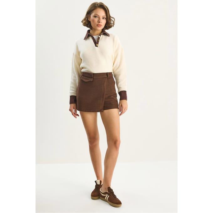 Hoge Taille Strakke Mini Shorts met Zak