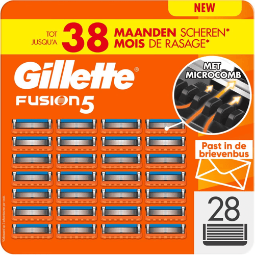 Gillette Fusion5 scheermesjes voor mannen - 28 stuks pakket. Langdurige voorraad met meerdere vervangingsmesjes.