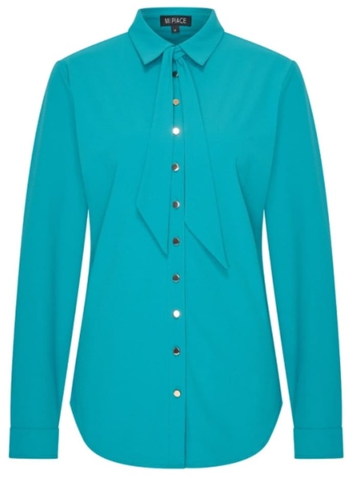 MI PIACE - Travel Blouse Uni Gold Button 202767 Petrol - Maat : L