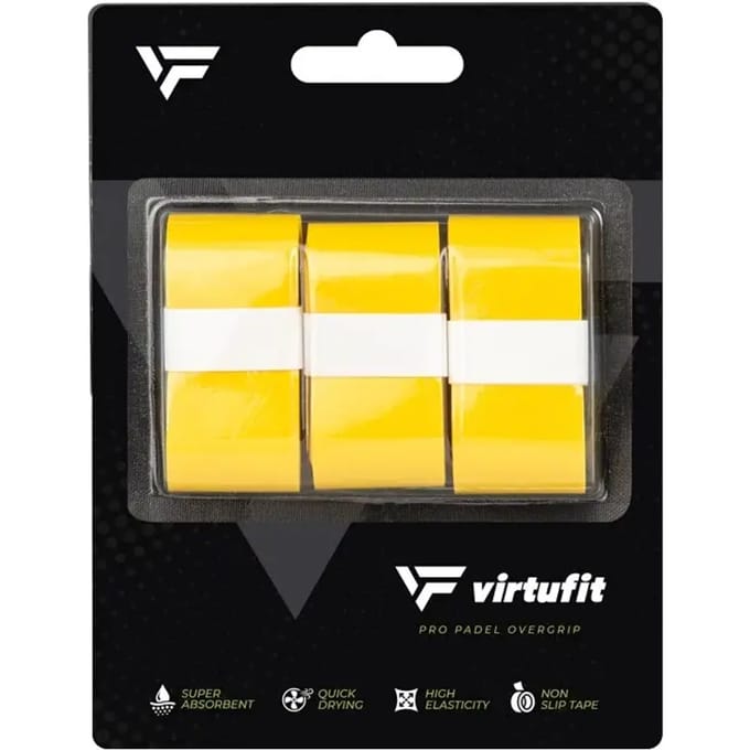VirtuFit Pro Padel Overgrip - Geel - Set van 3 - Vochtabsorberend PU-materiaal