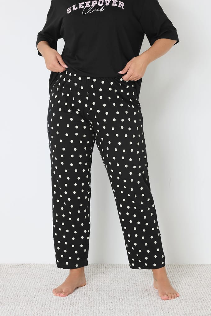 Yours Zwarte Pyjamabroek Met Stippen En Wijde Pijpen Size 42-44