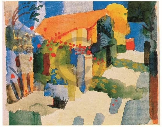 Kunstdruk August Macke - Haus im Garten 71x56cm