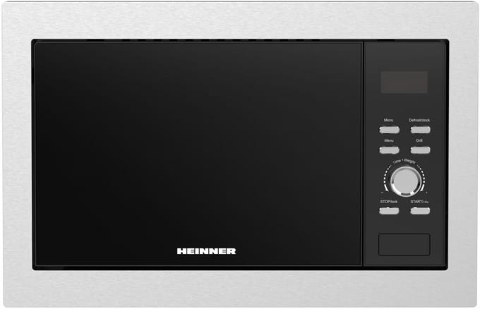 Heinner Inbouw Magnetron – 23L – 800W – Grill 1000 W & Ontdooifunctie – 5 Vermogensstanden – LED Display – Timer – RVS/Zwart