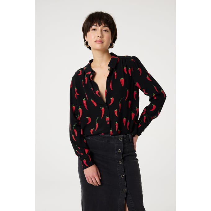 Fabienne Chapot Coco Blouse Black/red Hot Chilli Maat: 34 | Blouses Outlet | Dames | Zwart
