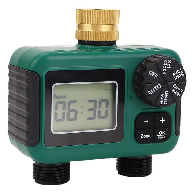 2-Uitgang Sprinkler Timer Messing Inlaat NH34 Schroefdraad IPX5 Waterdicht LCD Scherm Slang Timer gray