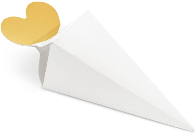 Bedankdoosje wit met gouden hart 5.5x18x5.5cm, 6 stuks