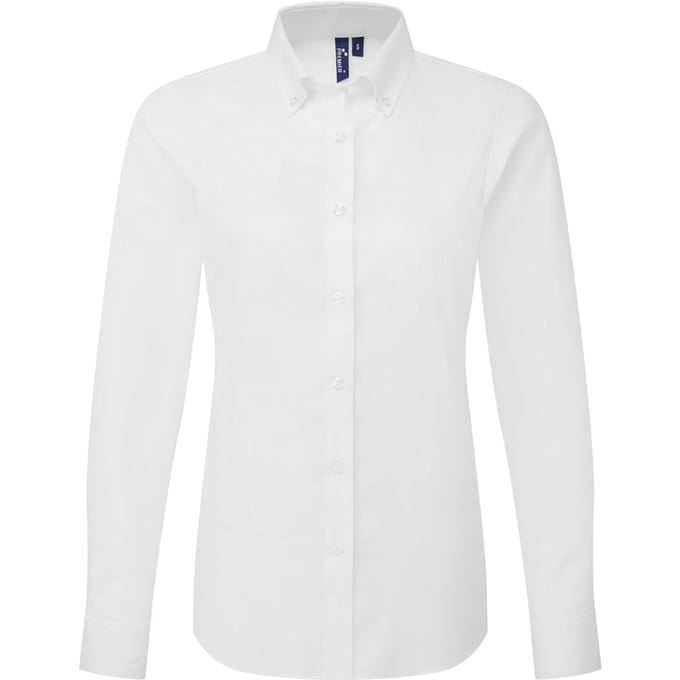 Premier Dames Supreme Oxford Langsleeve Shirt (Wit)