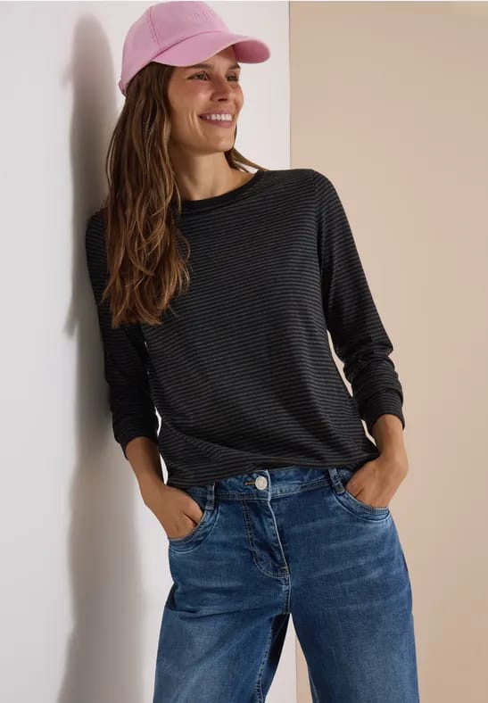 Longsleeve met boothals en strepen