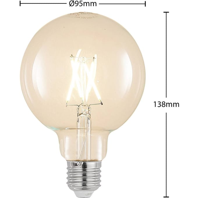 Arcchio LED lamp G95 E27, 4 W, 2.700 K, LED filament lamp, helder, dimbaar