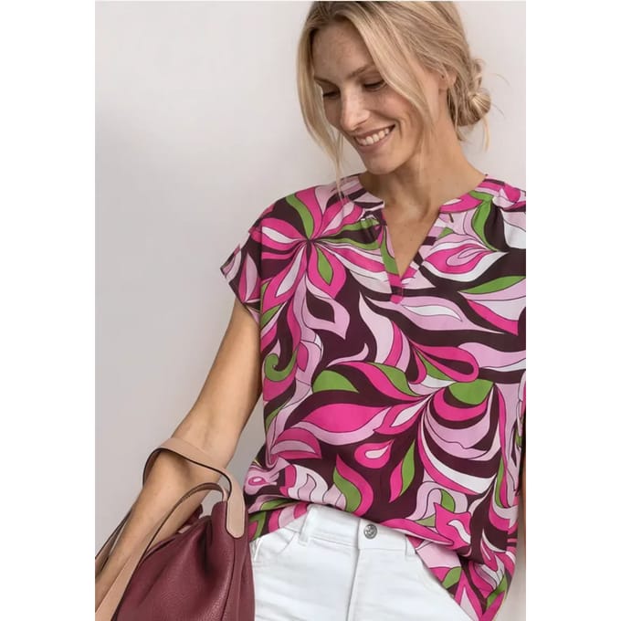 Overhemd met split in de hals en print