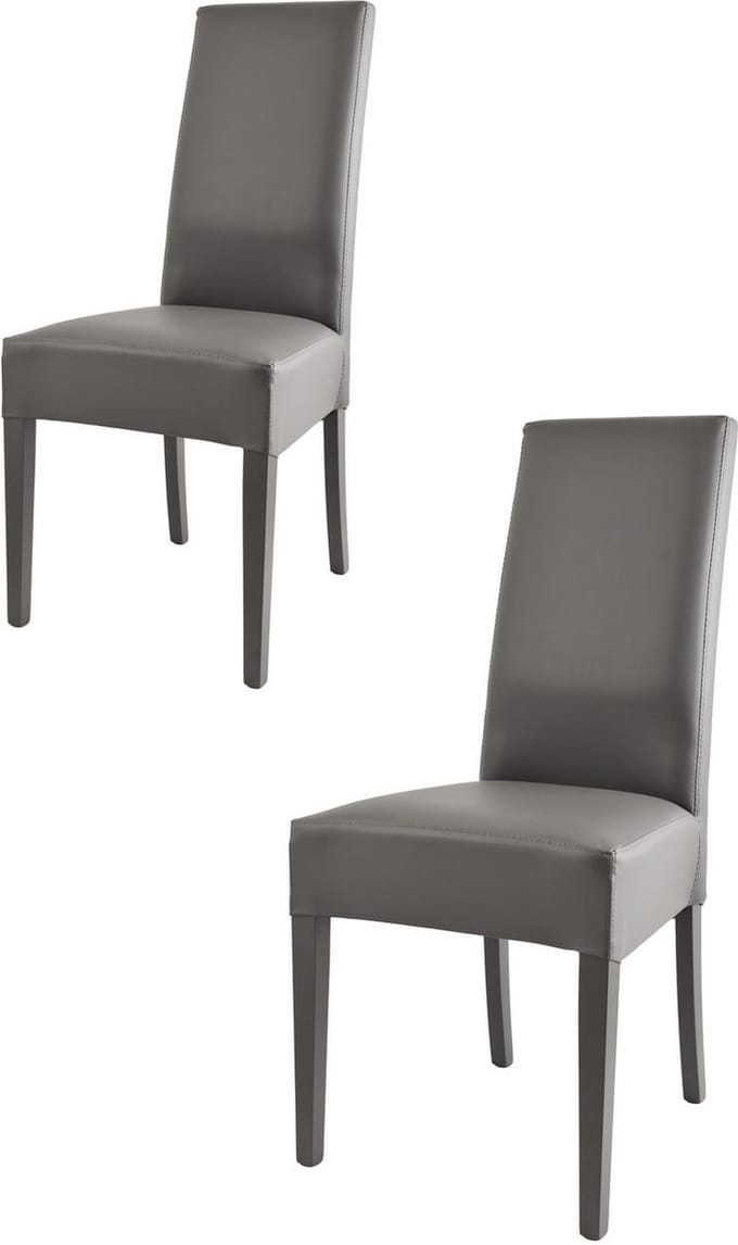 Tommychairs Luisa - Eetkamerstoelen - Set van 2 - Donker Grijs - Kunstleer & Hout