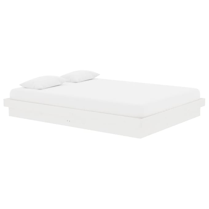 vidaXL - Bedframe - massief - hout - wit - 135x190 - cm