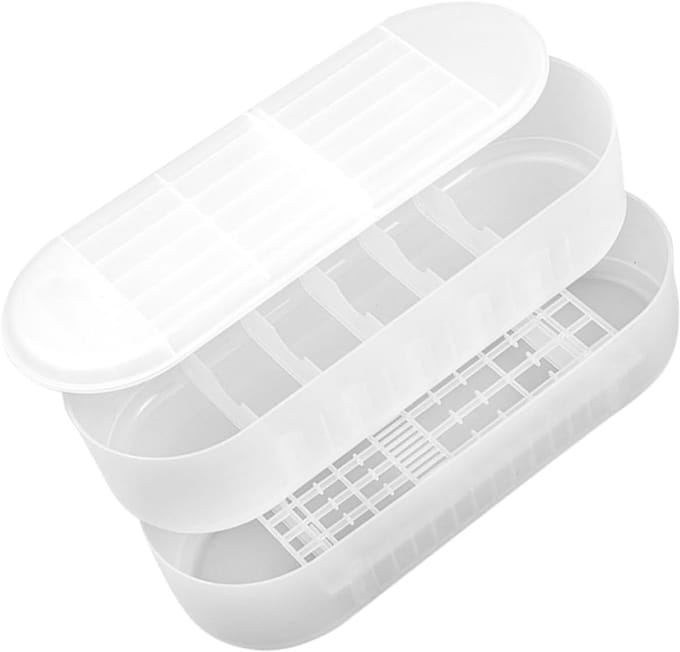 Batterij Opslagdoos - Batterij Organizer - Batterijen Sorteren - Drie Compartimenten - 28x13x10cm - Transparant