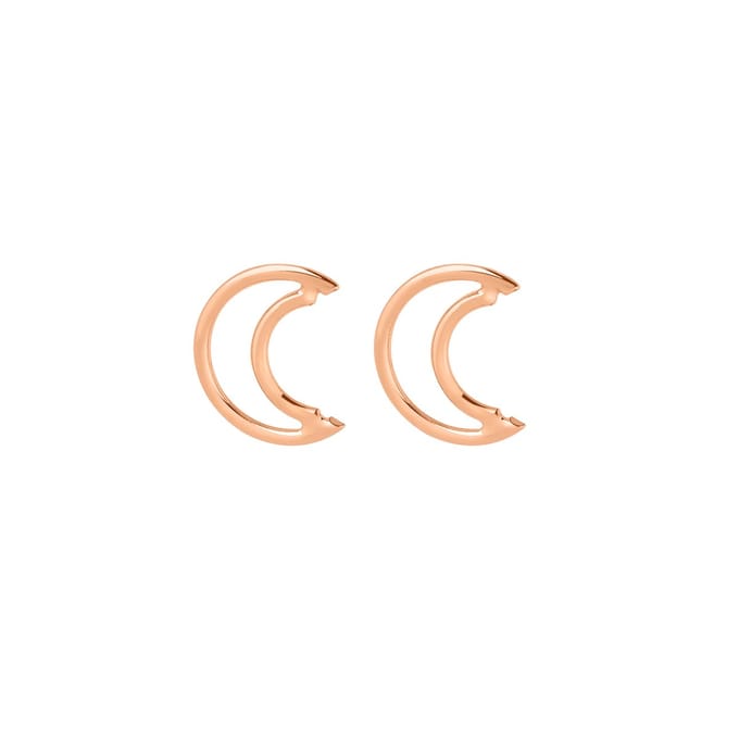 Rosé Goud Plated Open Maan Oorknopjes