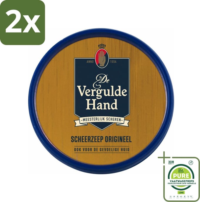 Vergulde Hand Scheerzeeptablet 75 gr - Voordeelverpakking - 2 stuks - Scheerzeep - Scheerbeurt