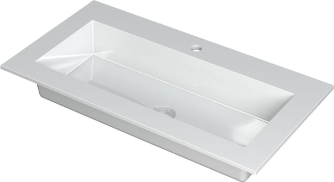 INK® Kraft wastafel polystone enkele bak met 1 kraangat, 90x45x1cm, glans wit