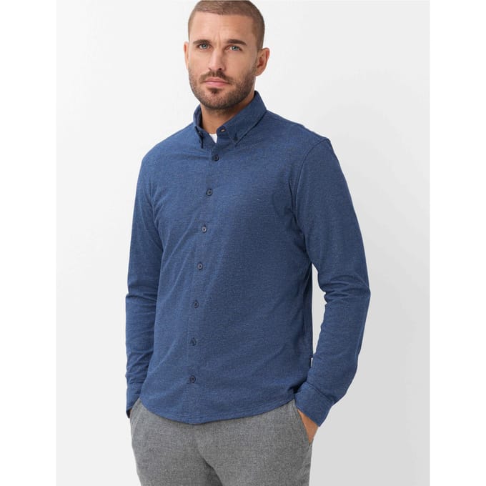 Brax Heren Shirt  Style DANIEL steel blue, blauw, maat S