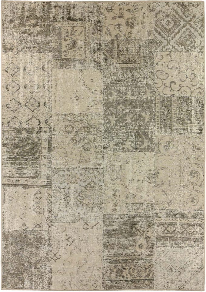 Patchwork vloerkleed - Dices beige/groen 120x170