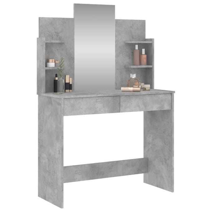 vidaXL - Kaptafel - met - spiegel - 96x39x142 - cm - betongrijs