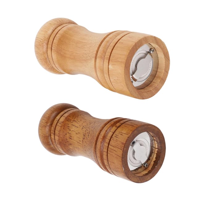 2 STUKS Hout Pepermolen Verstelbare Grofheid Efficiënt Malen Pepermolens Shakers voor Keuken L beige