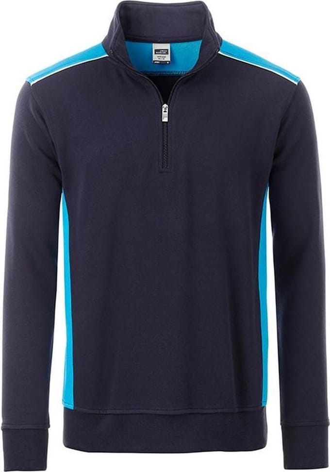 James and Nicholson Uniseks werkkleding Half-Zweetniveau 2 (Marine / Turquoise)